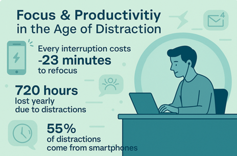 person focused in a distracted environment representing focus and productivity in modern life