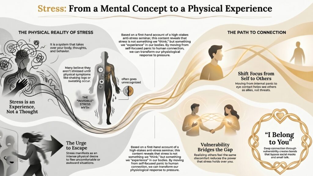 infographic explaining stress as a physical and emotional experience rather than a mental concept