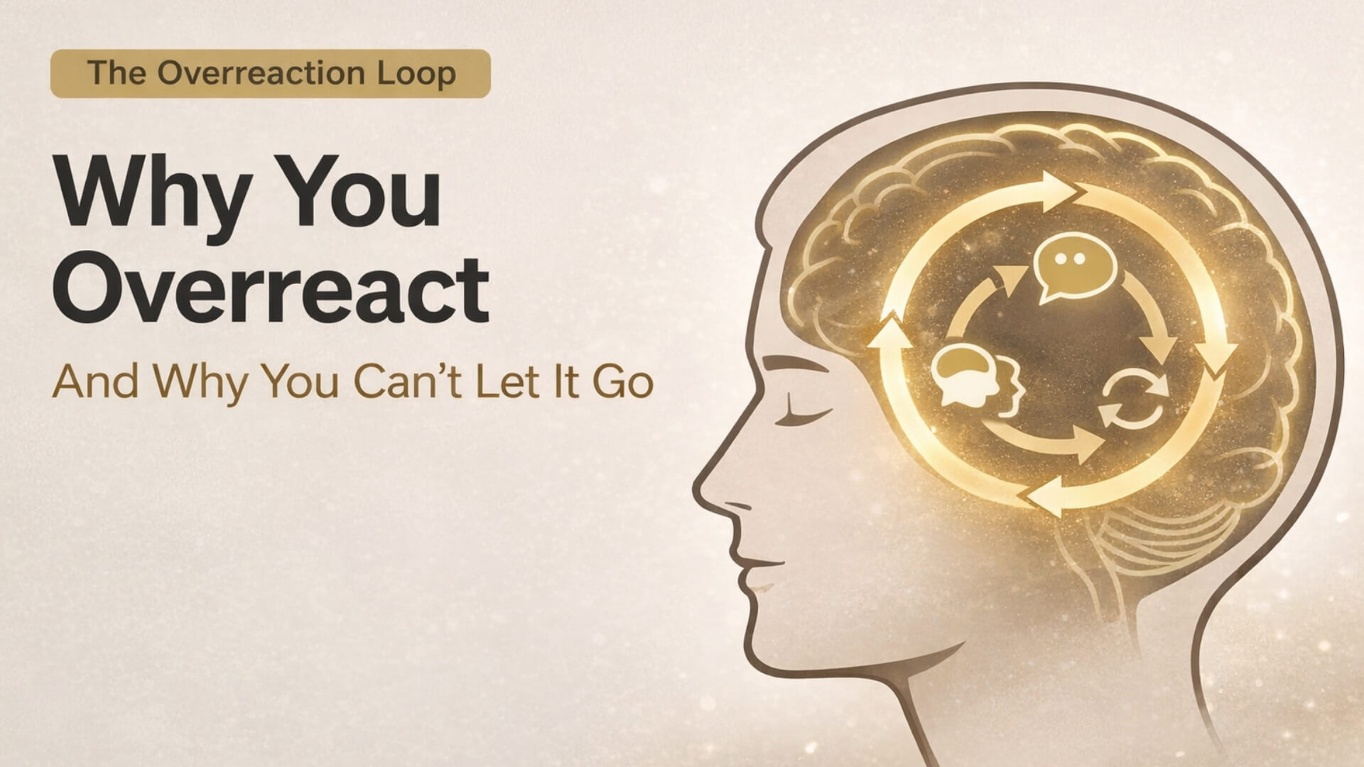 Illustration of the overreaction loop showing how emotional reactions and mental replay keep you stuck in overthinking