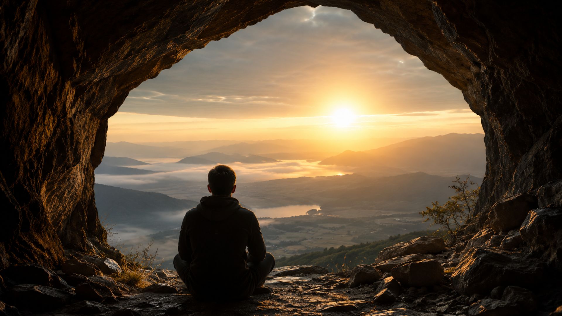 self discipline when no one is watching person sitting alone facing sunrise