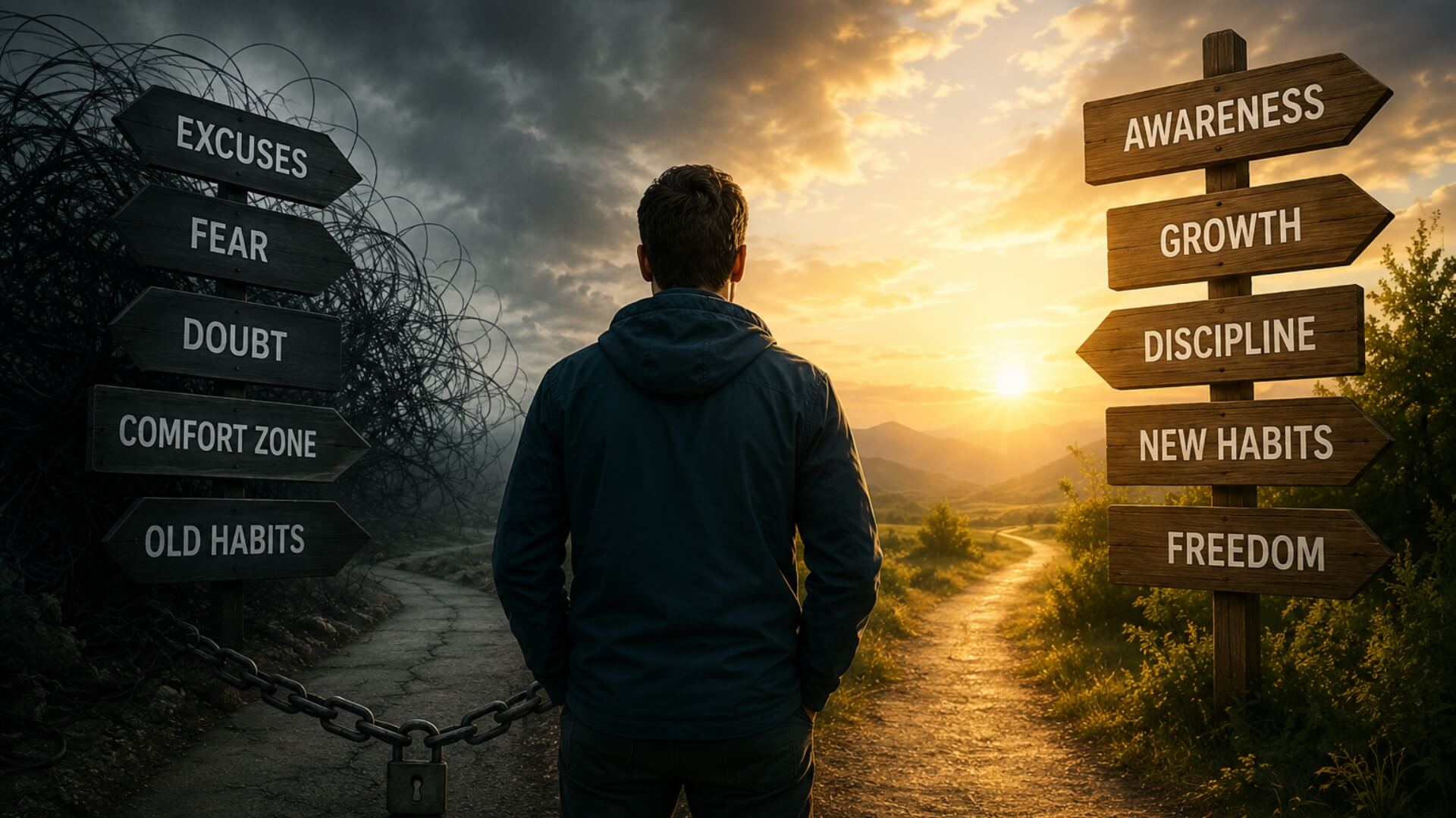 self sabotage begins with the choice between fear, old habits, and personal growth