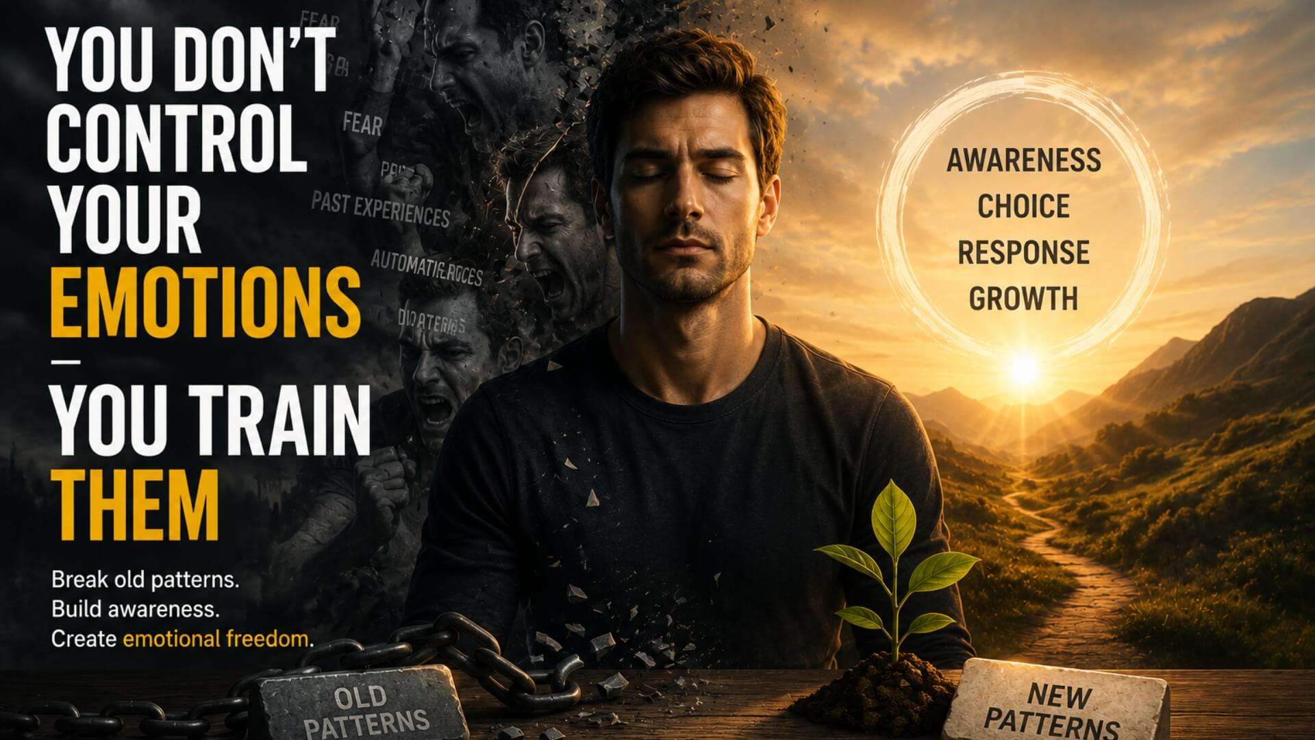 You don't control your emotions but train them through awareness repetition and emotional conditioning