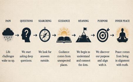 Seven-stage path from pain and questions to purpose of life and inner peace